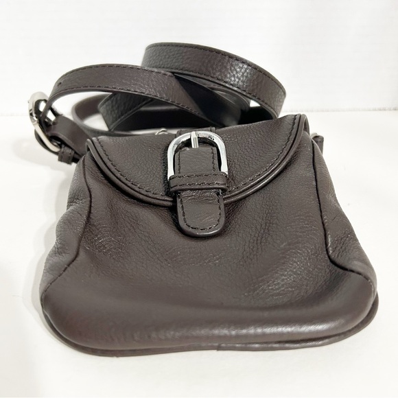 Levenger Pebbled Leather Fully lined Monogram Printed Crossbody Bag Silver Toned - Picture 5 of 13